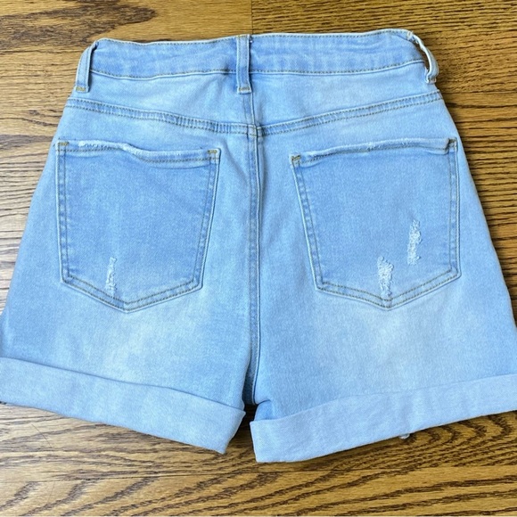 SALE. Wax Jeans, High Waist Stretchy Jean Short Wash Distressed Raw, Size Med - Picture 4 of 6